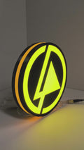 Product video showcase of Linkin Park 3D LED Sign, demonstrating unlit and illuminated lighting effects with a 360-degree rotating view, perfect for music studio and bedroom decor.